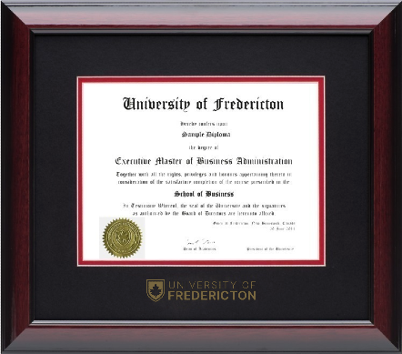 120953 Glossy Mahogany diploma frame with double matting and gold foil embossing